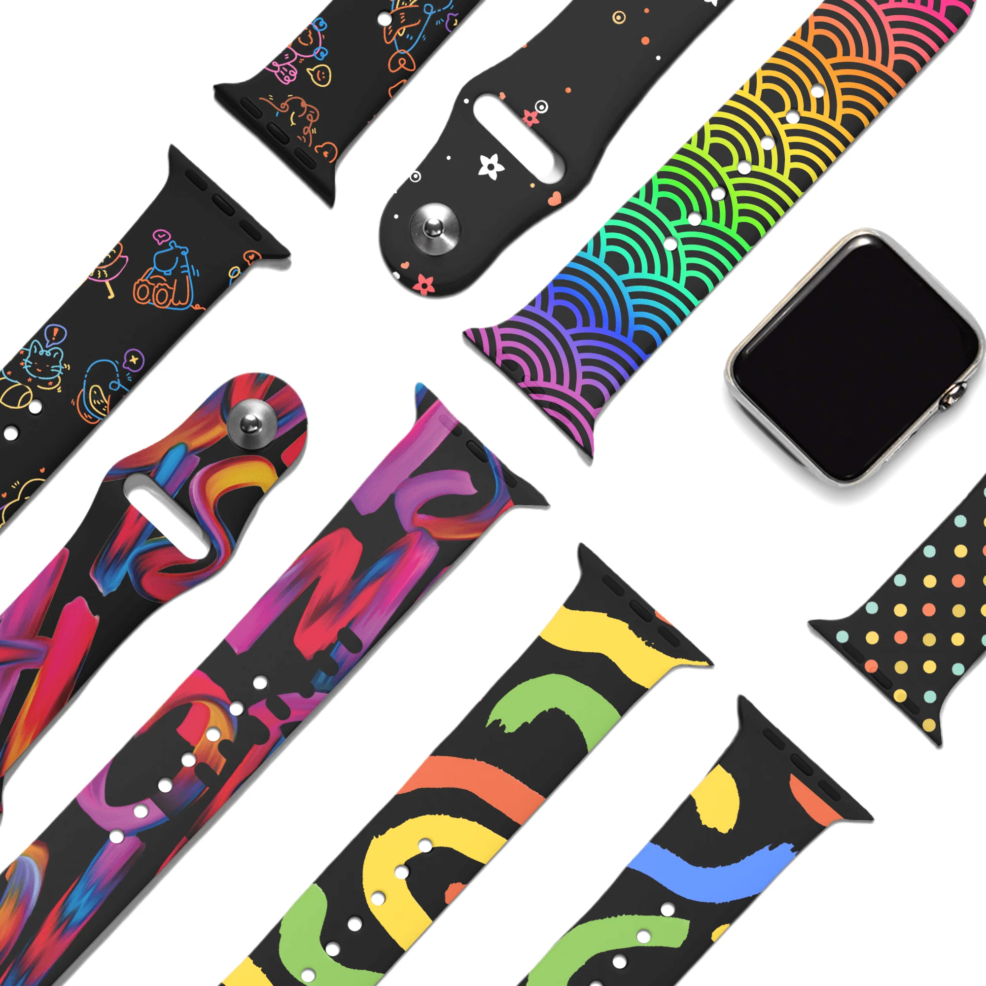 TOOCAA Silicone Apple Watch Bands with Laserable Rainbow Filling - Image 4