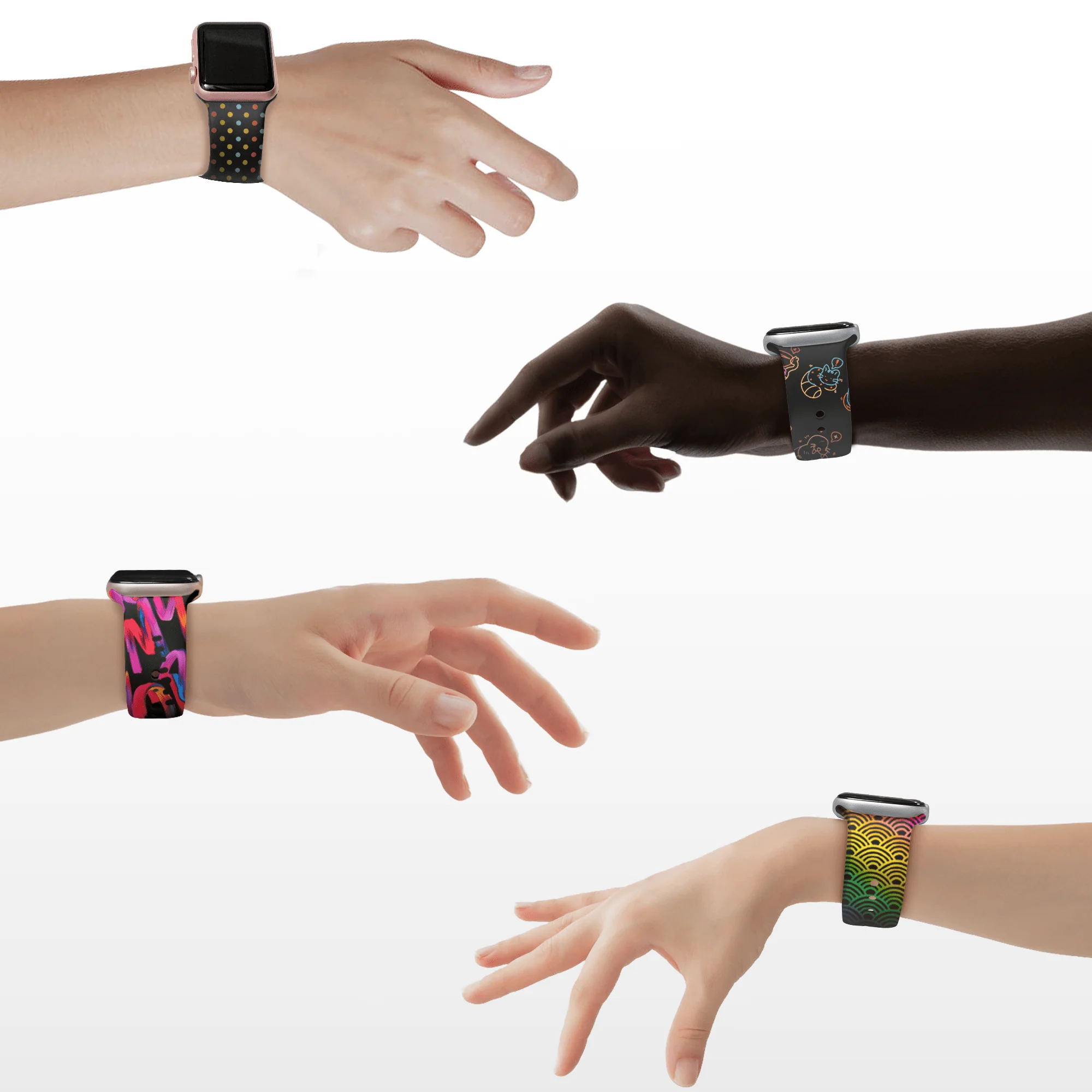 TOOCAA Silicone Apple Watch Bands with Laserable Rainbow Filling - Image 5
